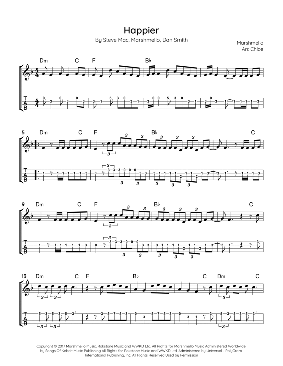 Happier Ukulele scores gallery preview page 1