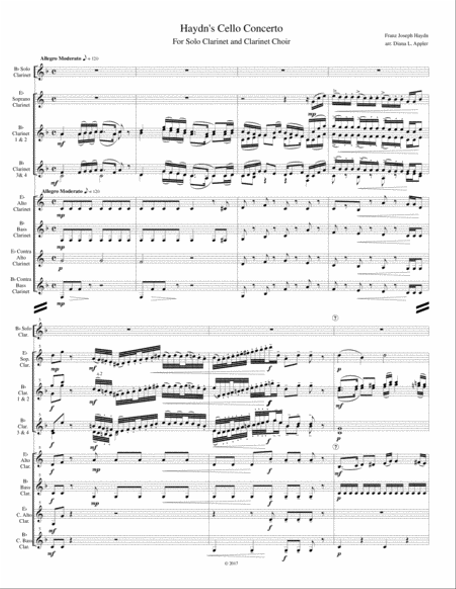 Haydn's Cello Concerto for Clarinet Choir Clarinet Choir scores gallery preview page 2