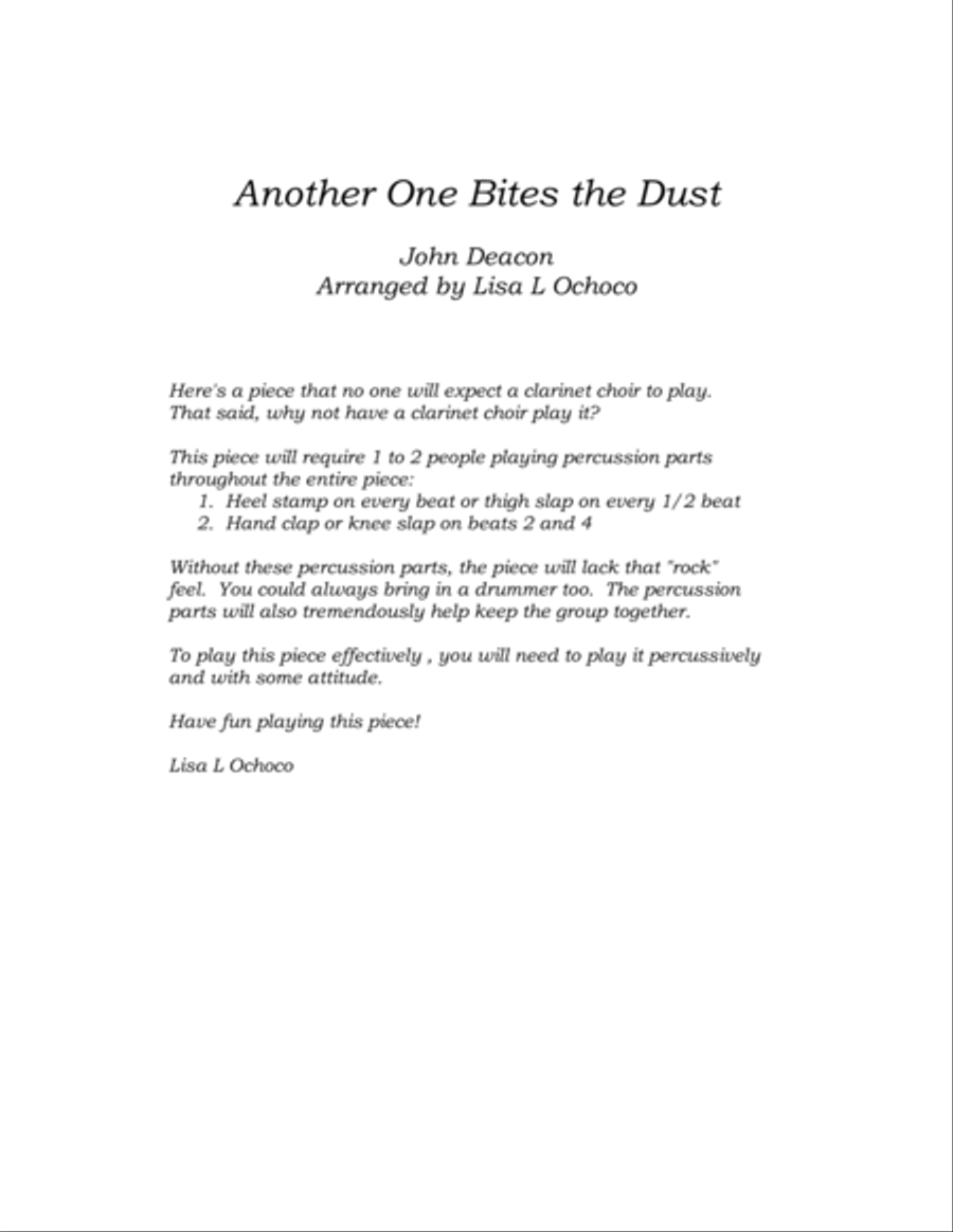 Another One Bites The Dust Clarinet Choir scores gallery preview page 4