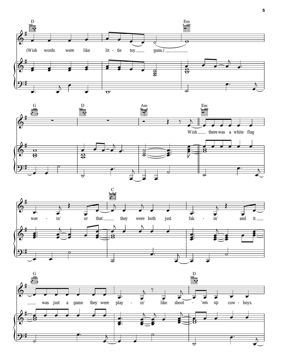 Little Toy Guns Piano, Vocal, Guitar scores gallery preview page 5