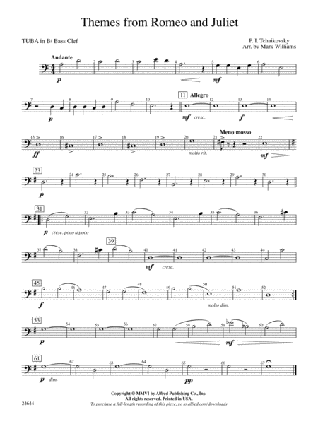 Romeo and Juliet, Themes from: (wp) B-flat Tuba B.C.