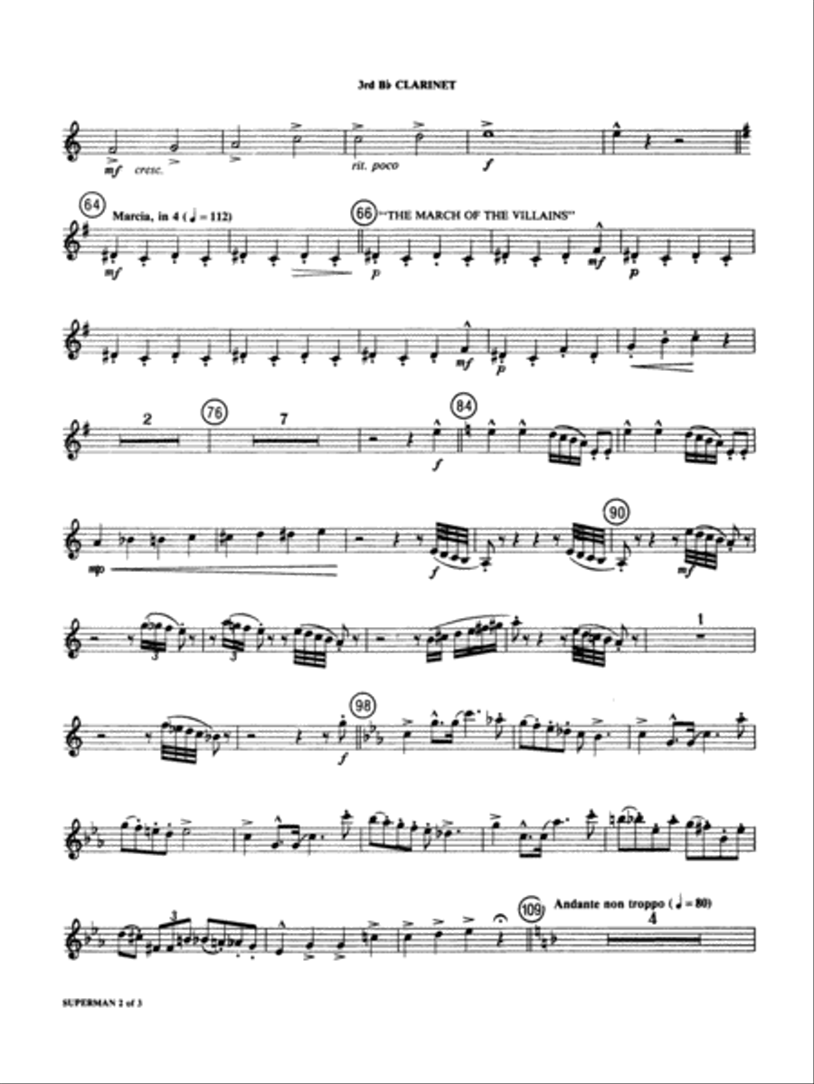 Superman: 3rd B-flat Clarinet Concert Band scores gallery preview page 2