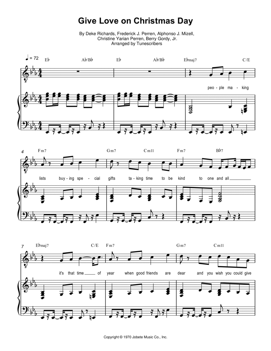Give Love on Christmas Day Voice scores gallery preview page 1