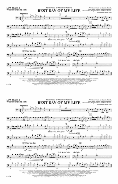 Best Day of My Life: Low Brass & Woodwinds #1 - Bass Clef