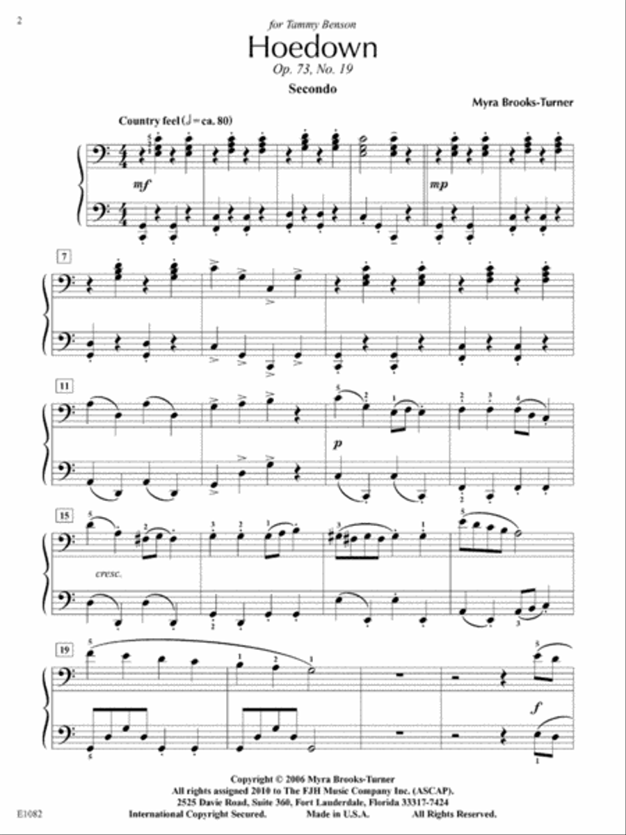 Hoedown, Opus 73, No. 19 Piano Solo scores gallery preview page 3