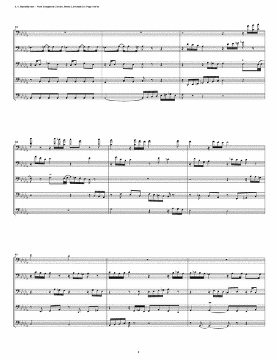 Prelude 23 from Well-Tempered Clavier, Book 2 (Bassoon Quintet) image number null