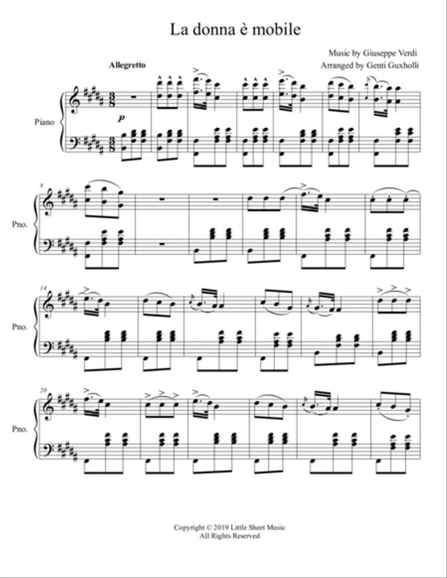 La donna è mobile La donna è mobile Piano Solo scores gallery preview page 2