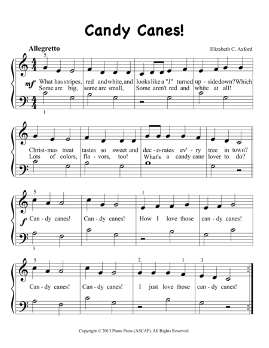 Candy Canes Candy Canes Easy Piano scores gallery preview page 2