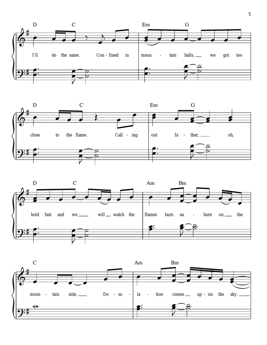 I See Fire (from The Hobbit) Easy Piano scores gallery preview page 5