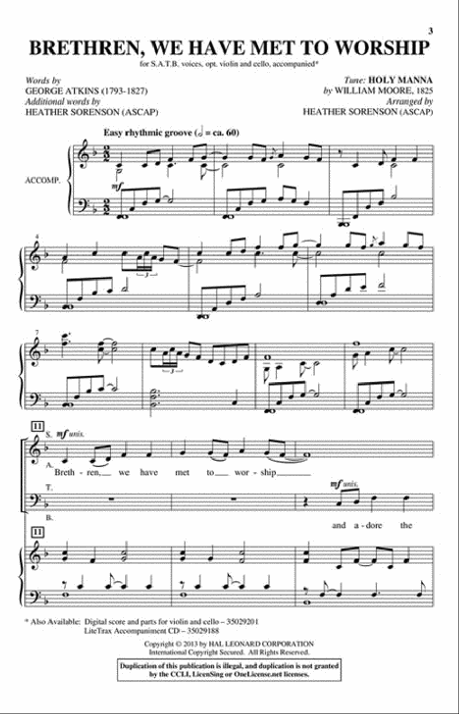 Brethren, We Have Met to Worship 4-Part scores gallery preview page 2