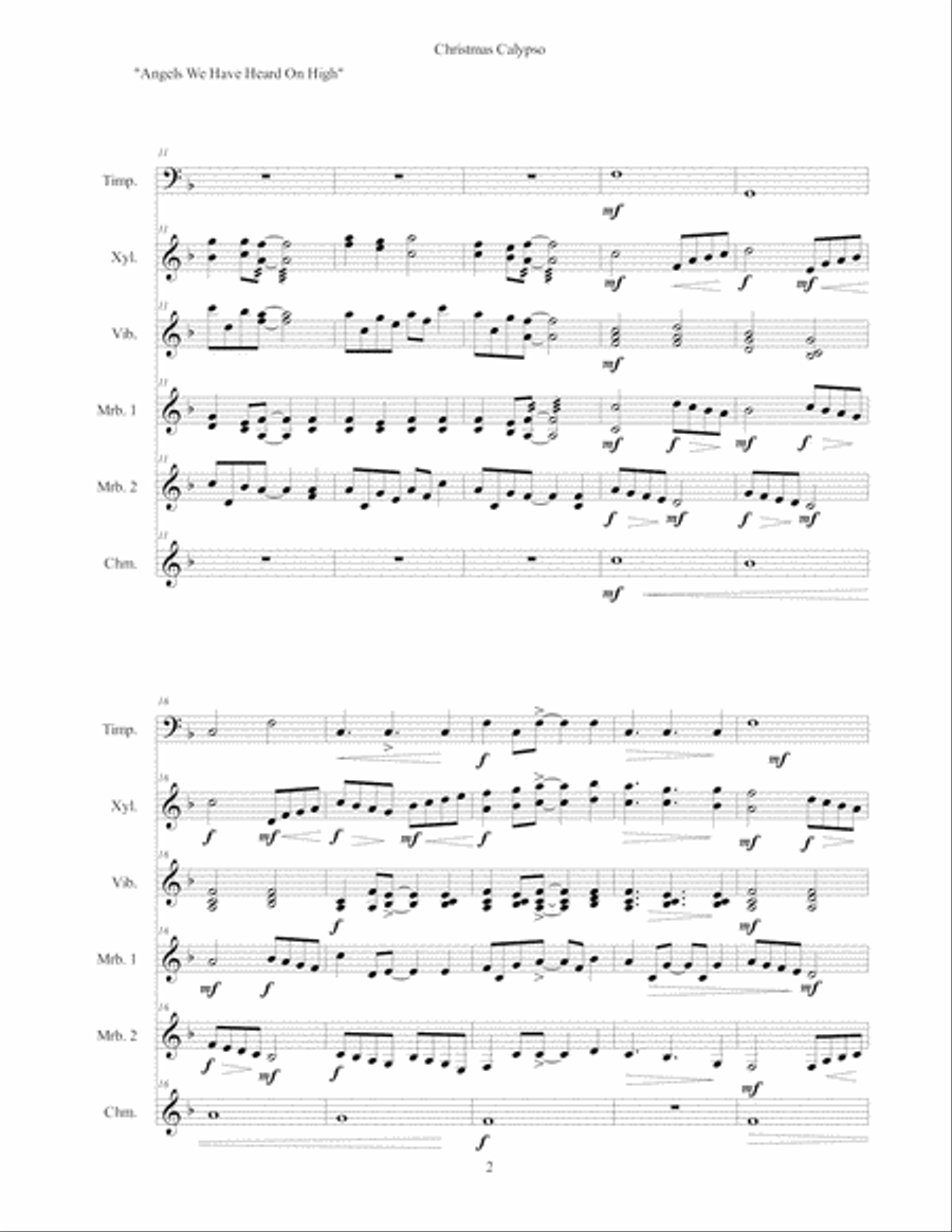 Christmas Calypso for Percussion Sextet Percussion Ensemble scores gallery preview page 3