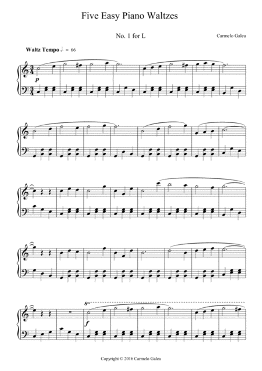 Five Easy Piano Waltzes Easy Piano scores gallery preview page 2