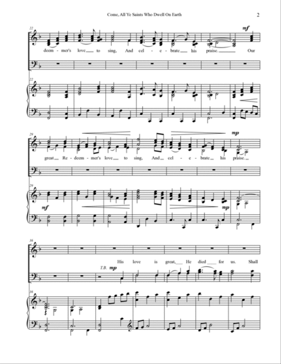 Come All Ye Saints Who Dwell on Earth - SATB Divisi scores gallery preview page 3