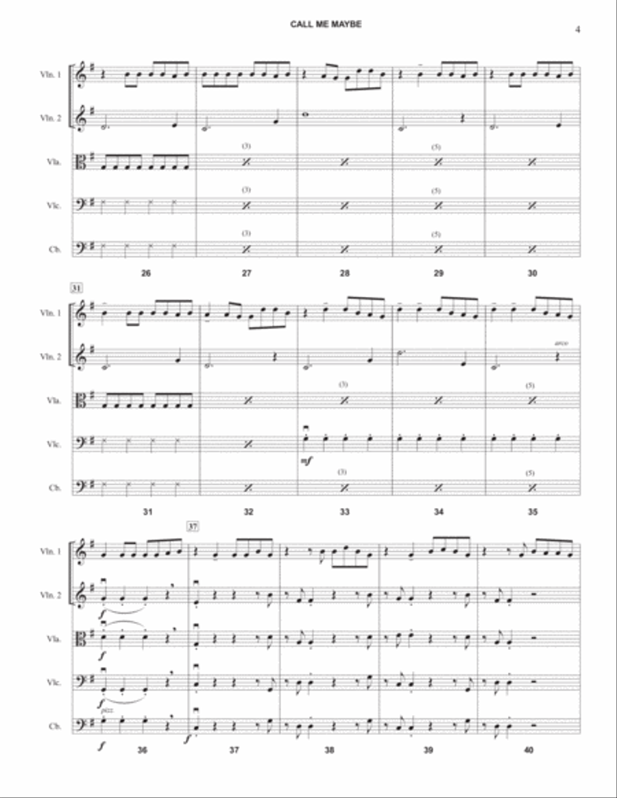 Call Me Maybe Call Me Maybe String Quartet scores gallery preview page 4