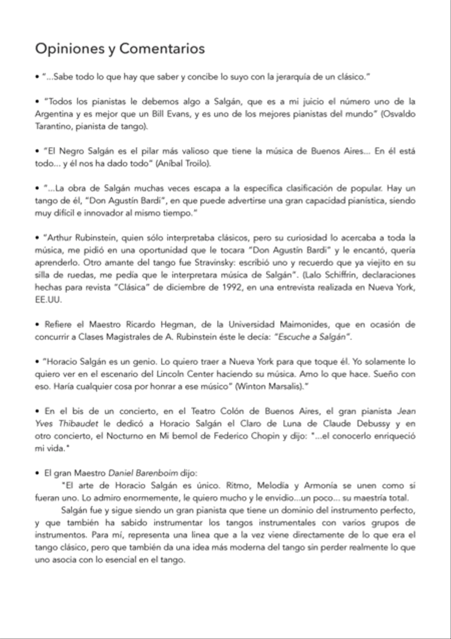 Horacio Salgán - Álbum de Partituras de sus Mejores Temas Piano, Vocal, Guitar scores gallery preview page 5