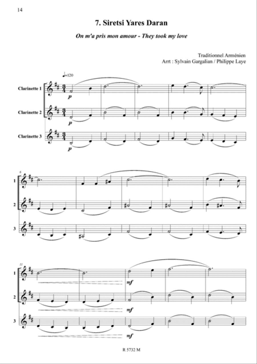 Easy armenian folk tunes for 2/3 clarinets Clarinet scores gallery preview page 8
