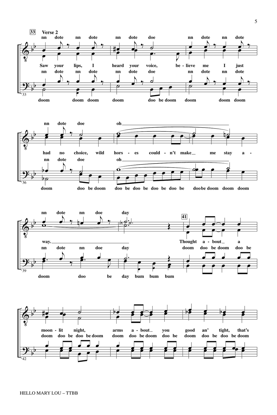 Hello Mary Lou (arr. David Wright) TTBB scores gallery preview page 3