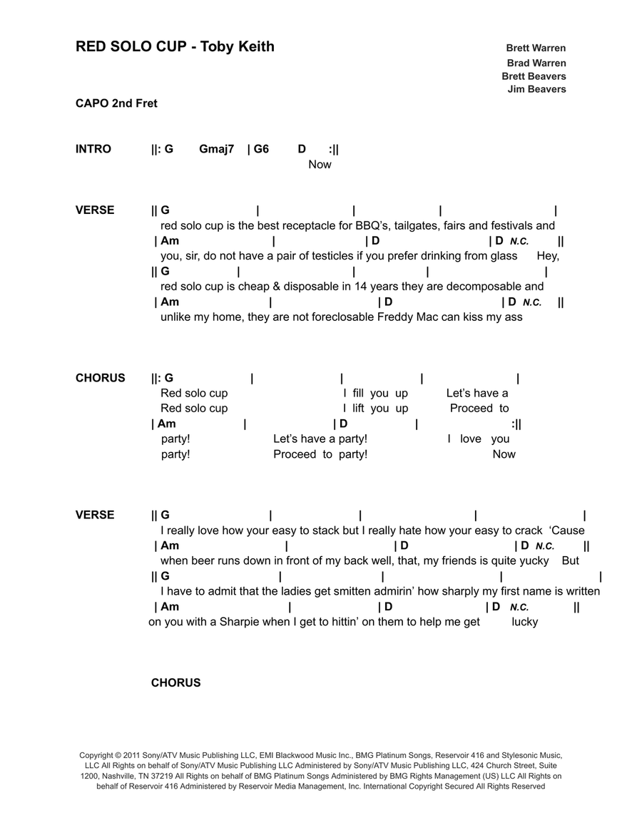 Red Solo Cup Acoustic Guitar scores gallery preview page 1