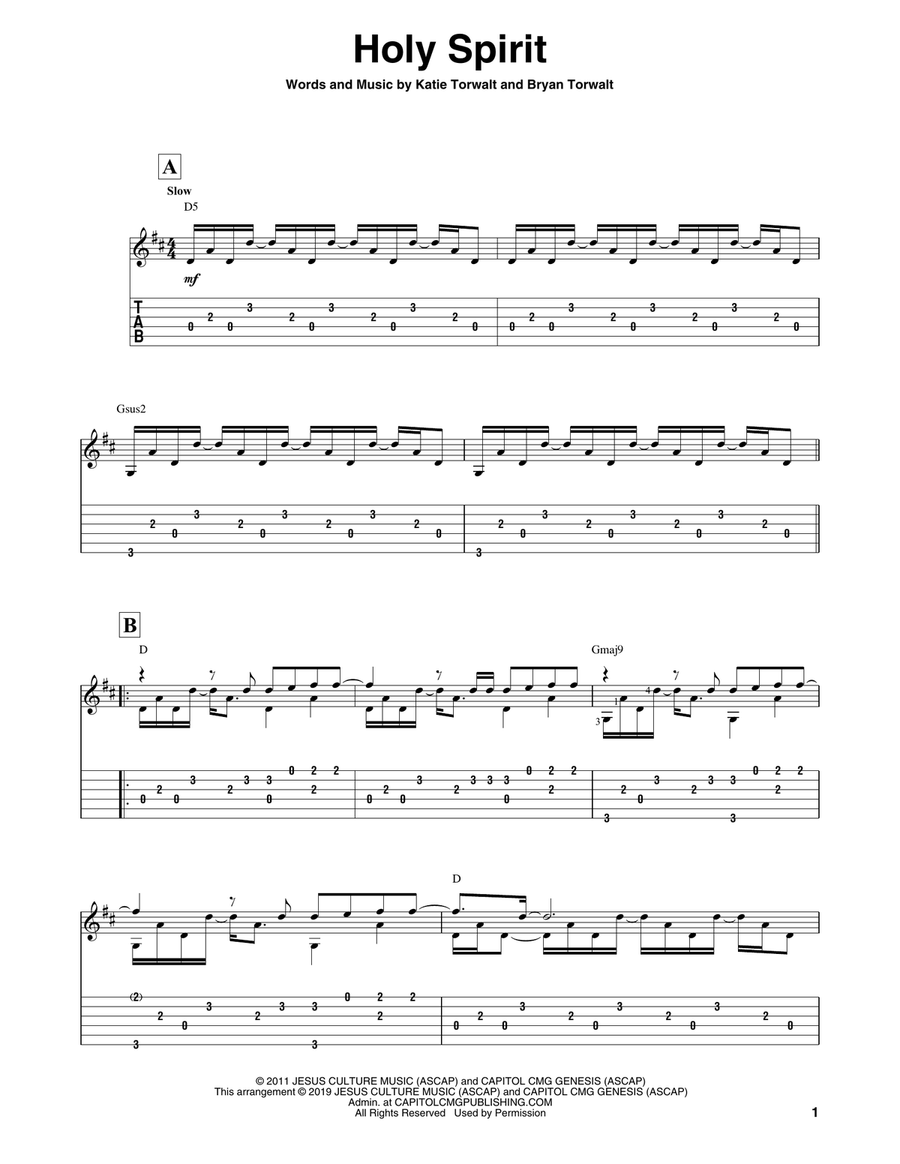 Holy Spirit Guitar Solo scores gallery preview page 1