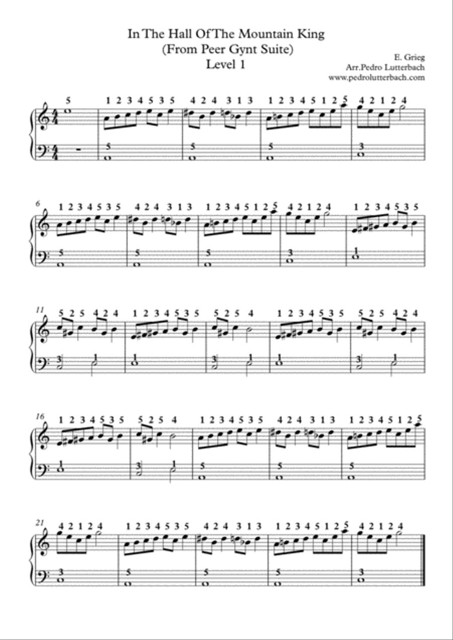 In The Hall of The Mountain King Easy Piano scores gallery preview page 1