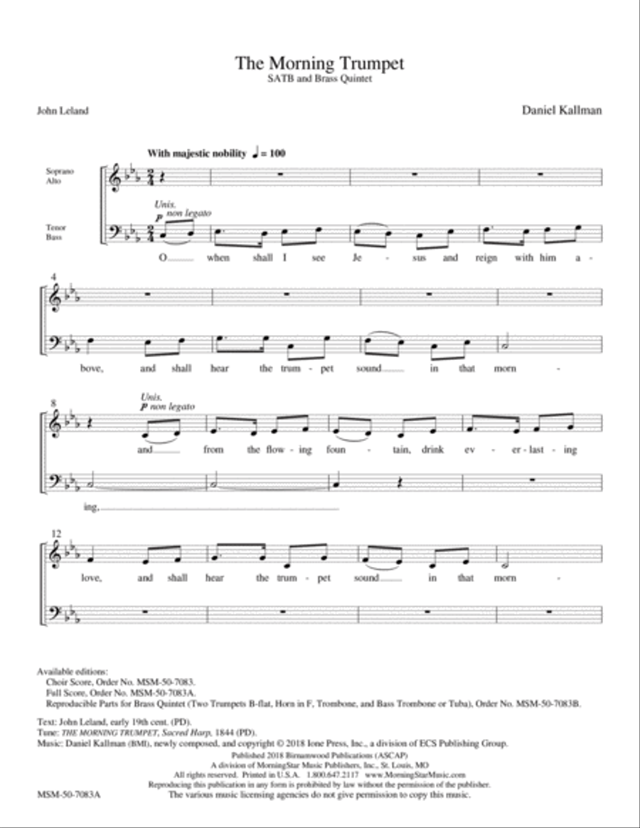 The Morning Trumpet The Morning Trumpet Choir scores gallery preview page 1
