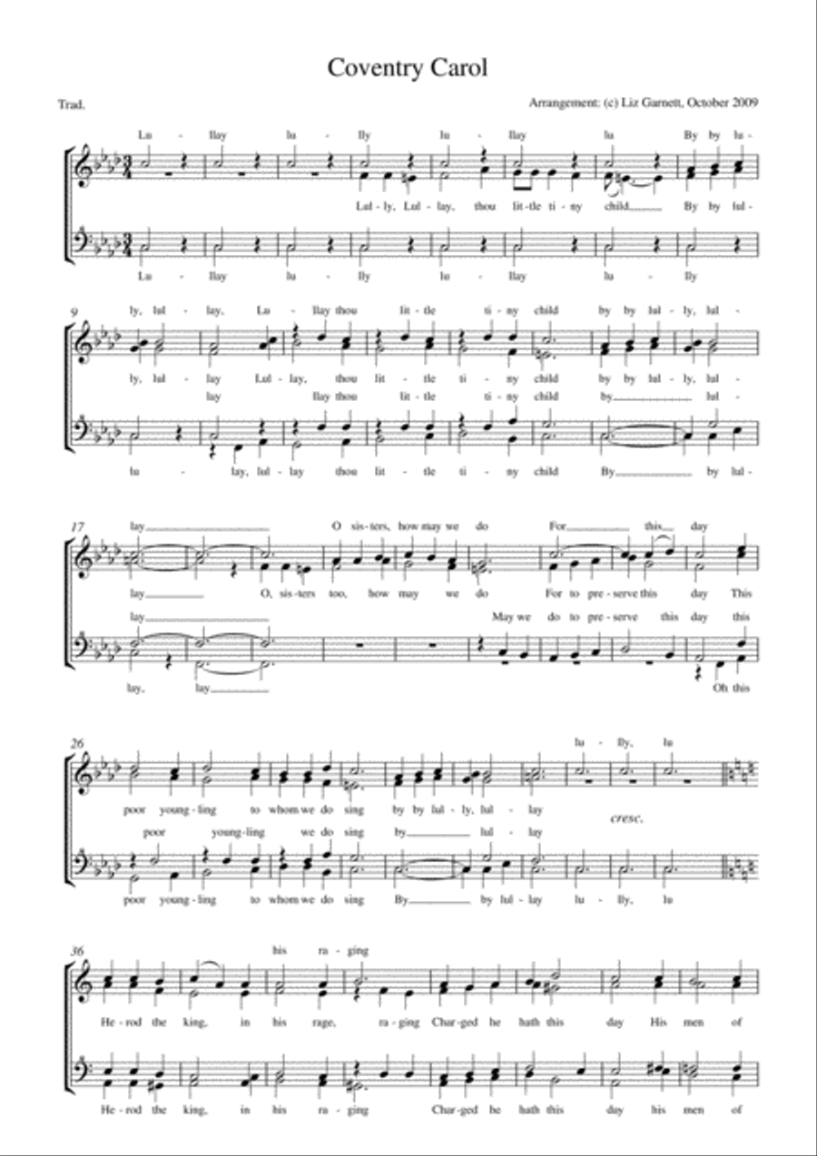 Coventry Carol Coventry Carol SSAA scores gallery preview page 1