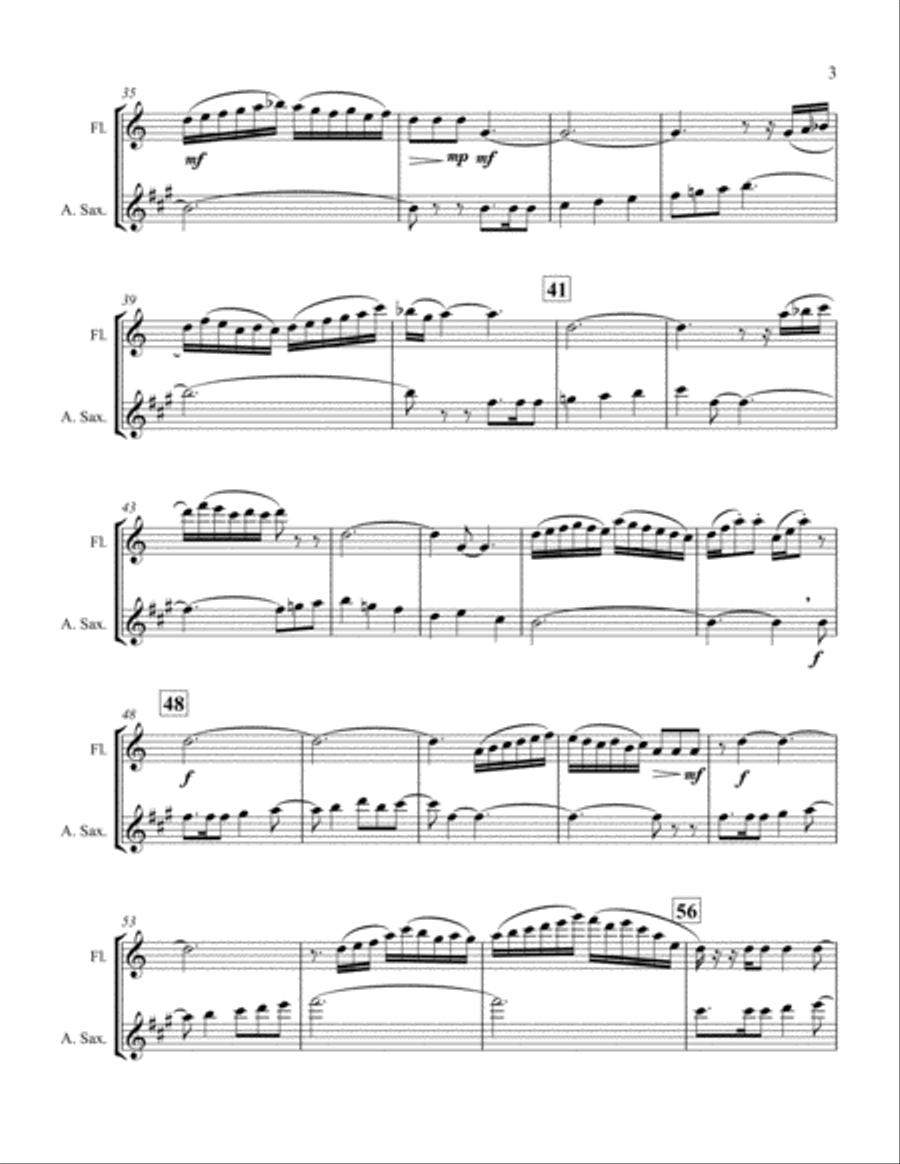 Celebration of Flight for Flute and Alto Saxophone Woodwind Ensemble scores gallery preview page 3