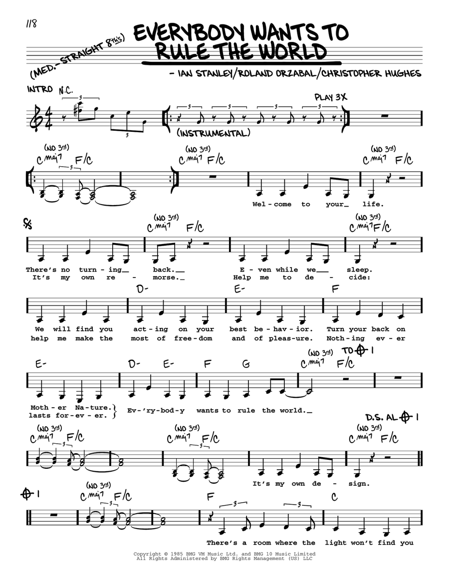Everybody Wants To Rule The World Voice scores gallery preview page 1