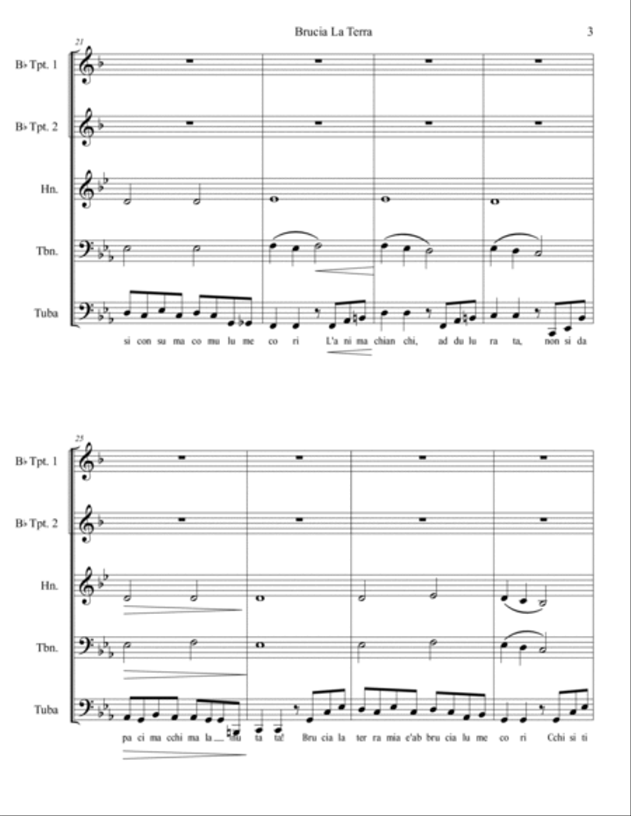 Brucia La Terra Brass Quintet scores gallery preview page 4
