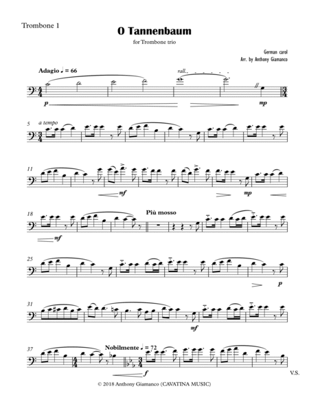O Tannenbaum/O Christmas Tree (trombone trio) image number null