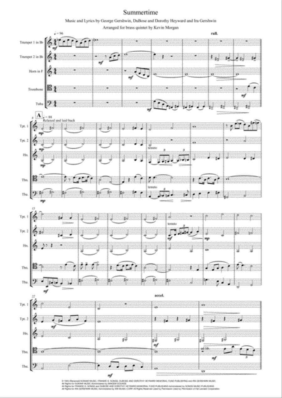 Summertime Summertime Brass Ensemble scores gallery preview page 1