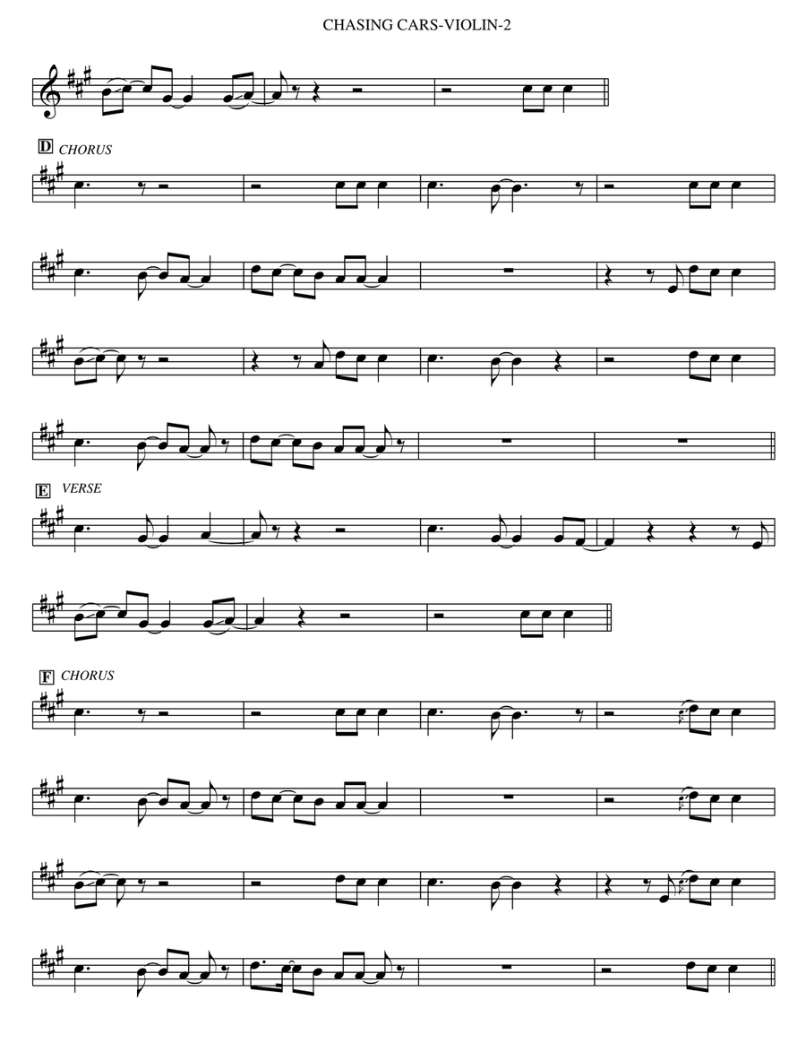 Chasing Cars Violin Solo scores gallery preview page 2