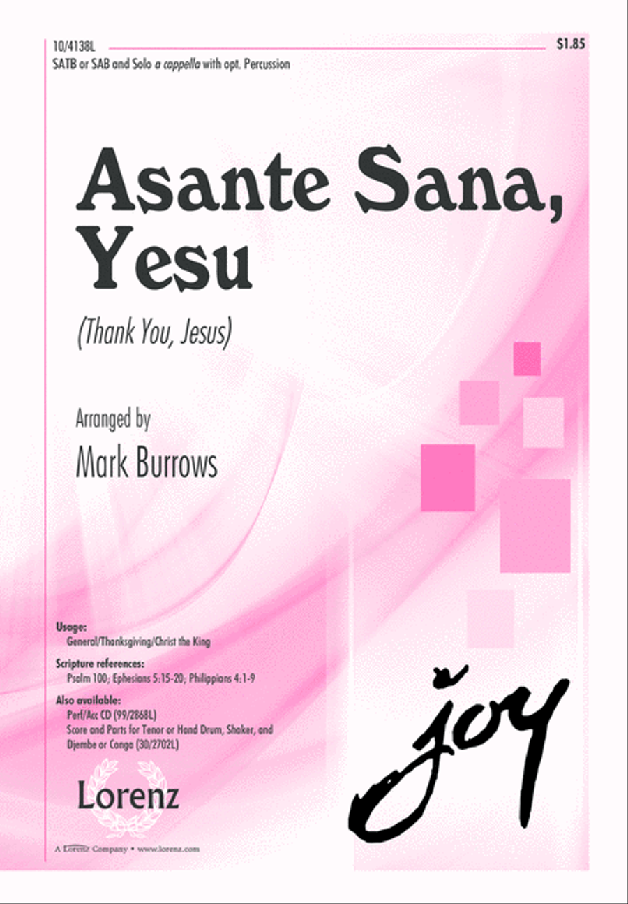 Asante Sana, Yesu (Thank You, Jesus) 4-Part scores gallery preview page 1