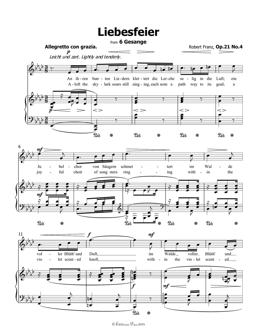 Liebesfeier, by Robert Franz, in A flat Major Voice scores gallery preview page 3
