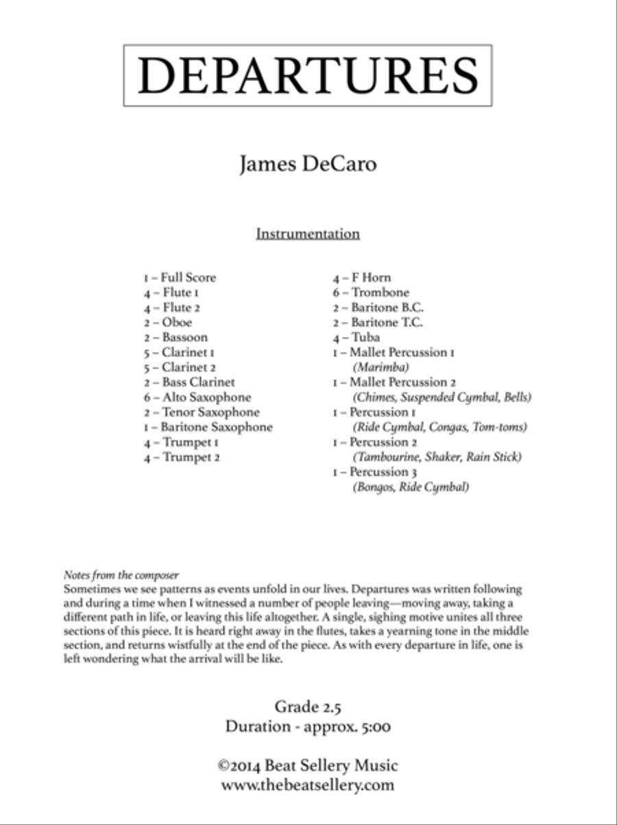 Departures Concert Band scores gallery preview page 1