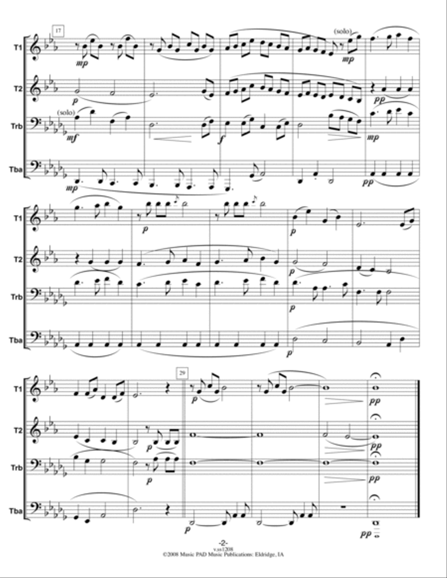 Stille Stille Stille (German Christmas Carol) For Mixed Brass Quartet Brass Quartet scores gallery preview page 2