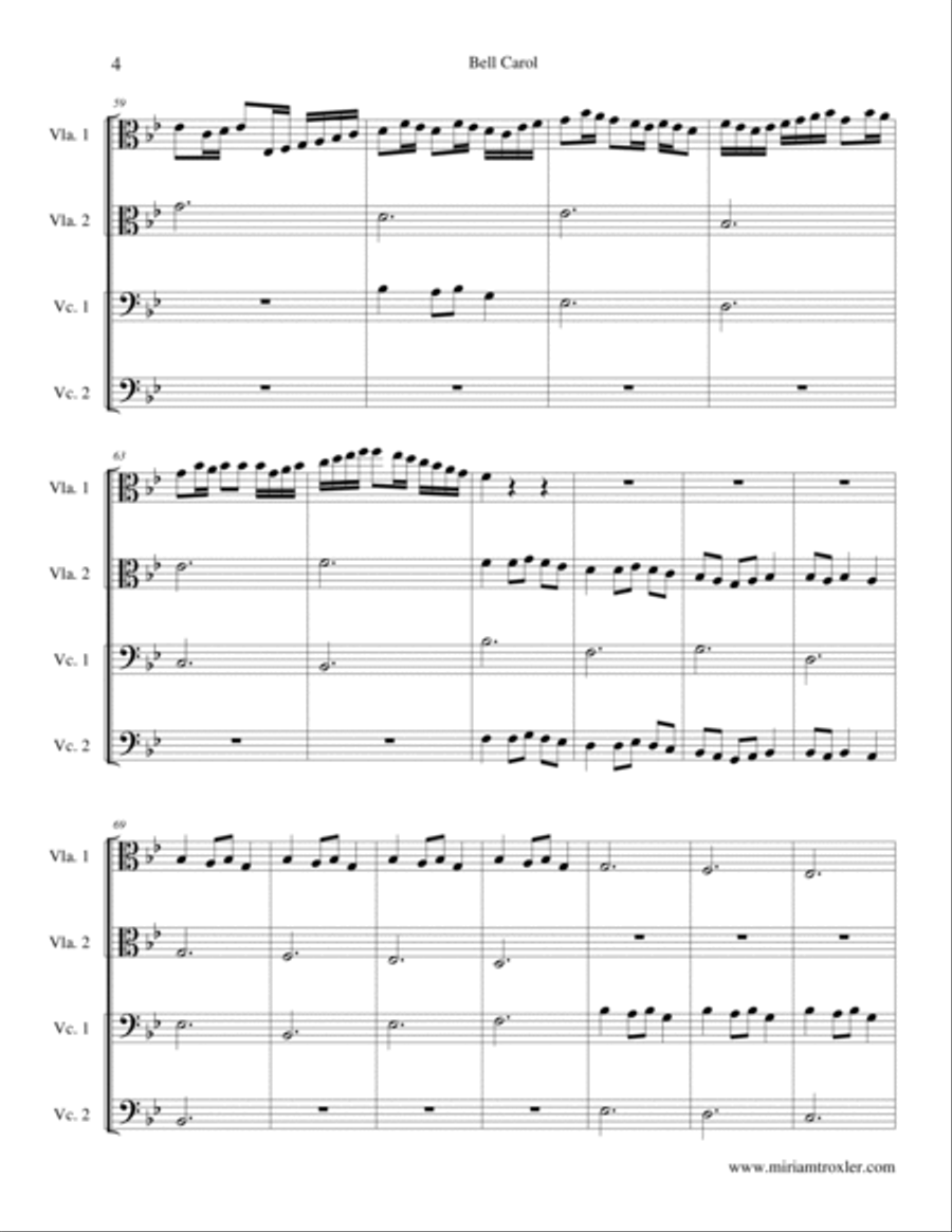 Bell Carol for Viola and Cello String Duet scores gallery preview page 4