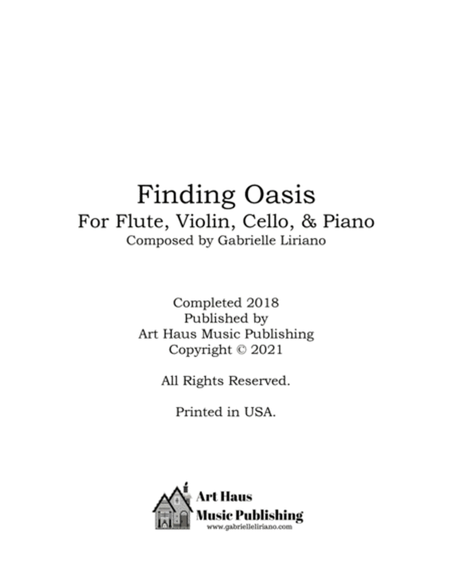 Finding Oasis for Flute, Violin, Cello, & Piano image number null