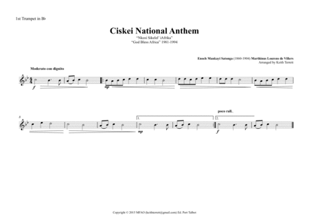 Ciskei National Anthem ("Nkosi Sikelel’ iAfrika" "God Bless Africa" 1981-1994) for Brass Quintet image number null