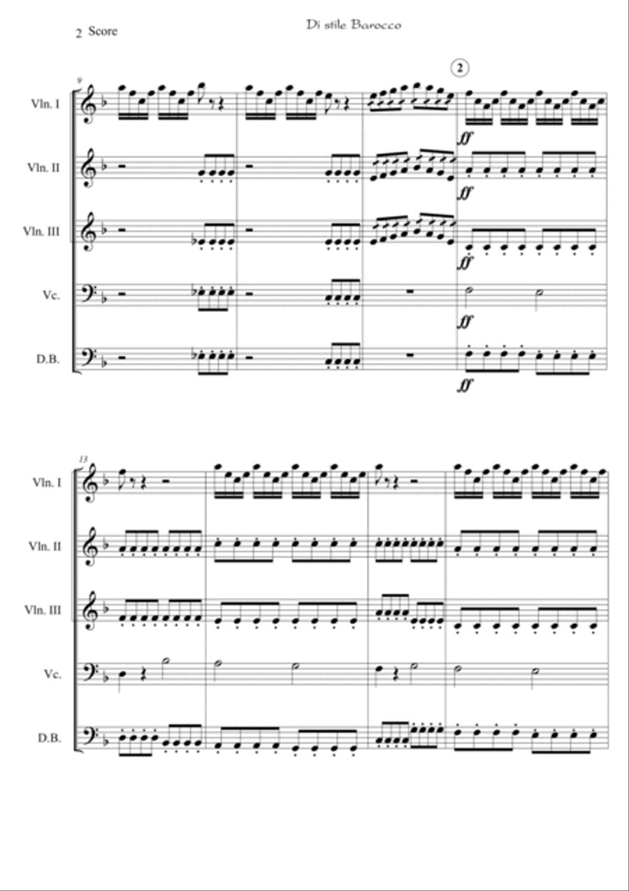 Di stile Barocco for Beginning String Orchestra String Orchestra scores gallery preview page 2