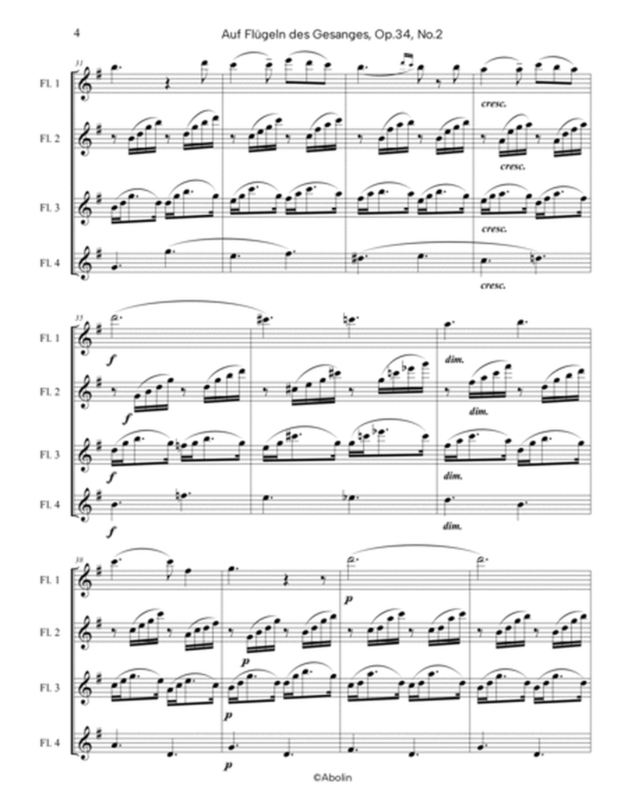 Mendelssohn: On Wings of Song, Op.34, No.2 - Flute Quartet image number null