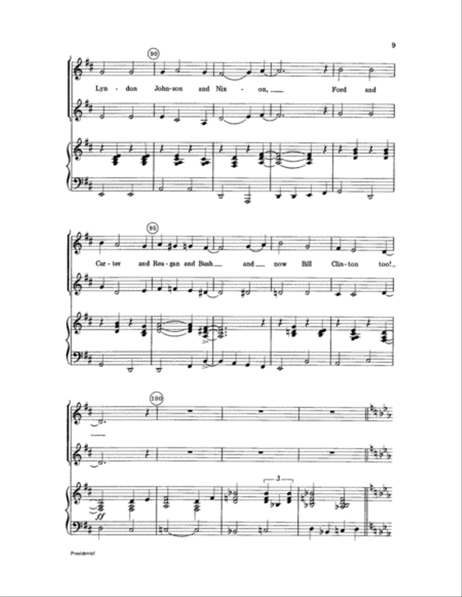 Presidents! Presidents! Unison Choir scores gallery preview page 9