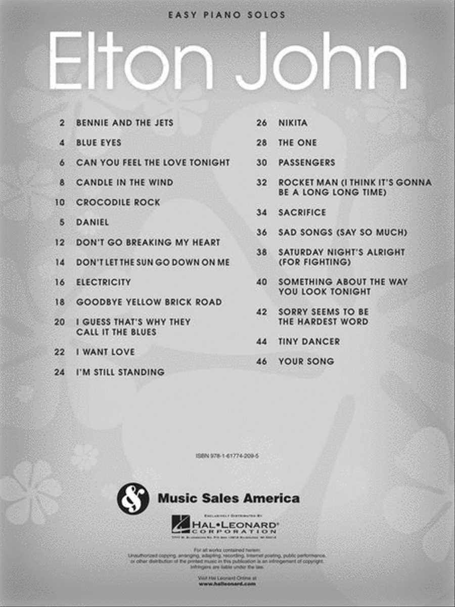 Elton John – Easy Piano Solos Piano, Vocal, Guitar scores gallery preview page 4
