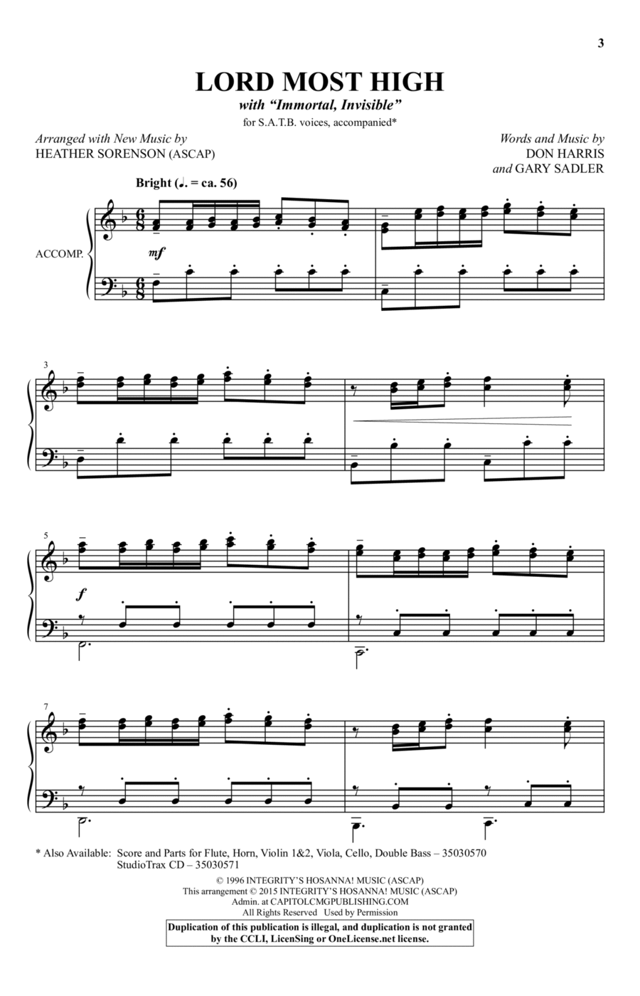 Lord Most High (with Immortal, Invisible) 4-Part scores gallery preview page 1
