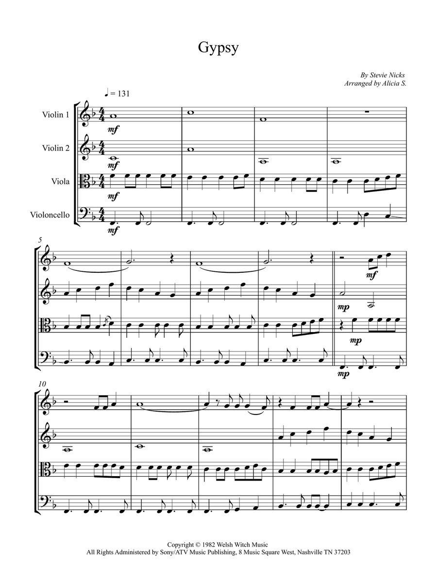Gypsy String Quartet scores gallery preview page 1