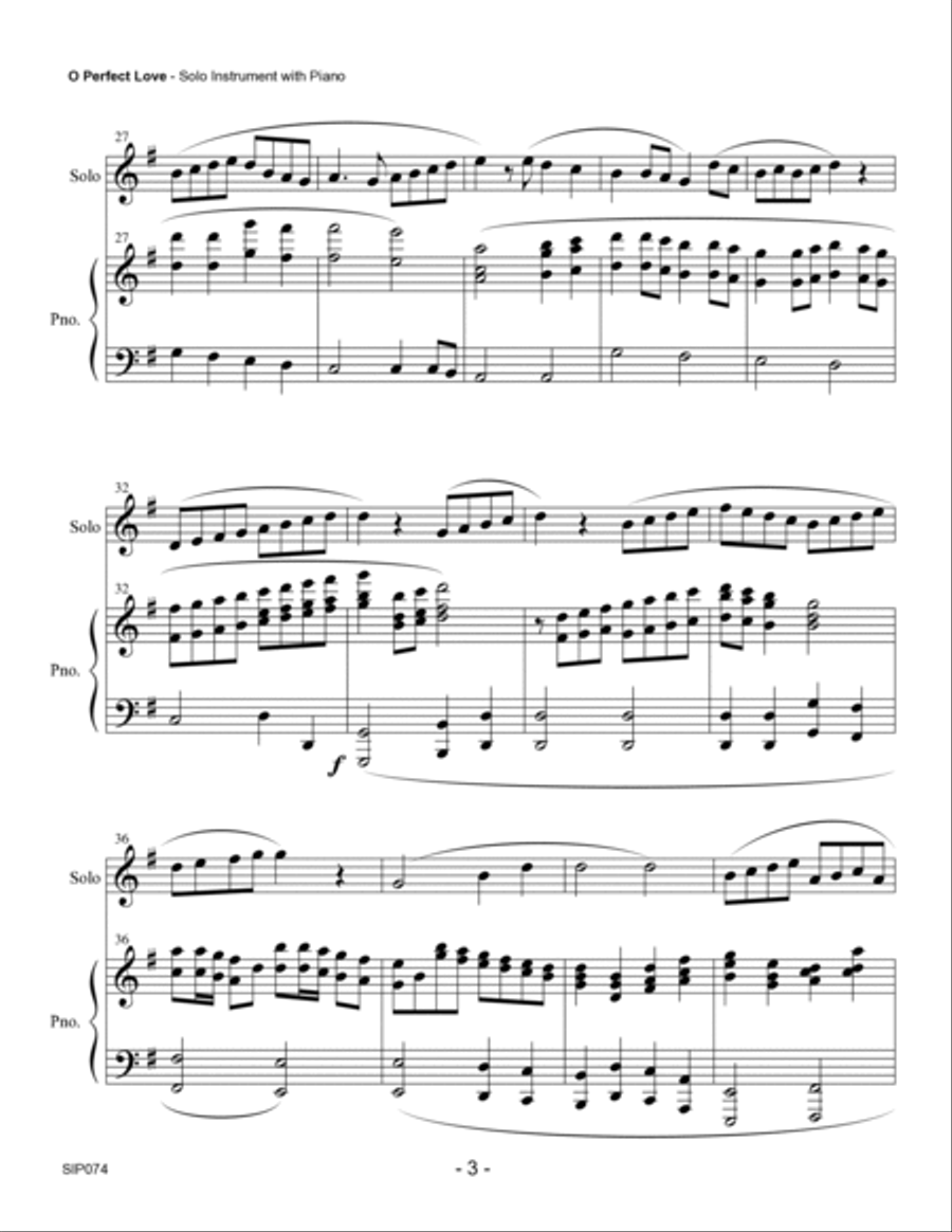 O PERFECT LOVE - SOLO INSTRUMENT with Piano Accompaniment (any Brass, Woodwind, String or Mallet Per Large Ensemble scores gallery preview page 3