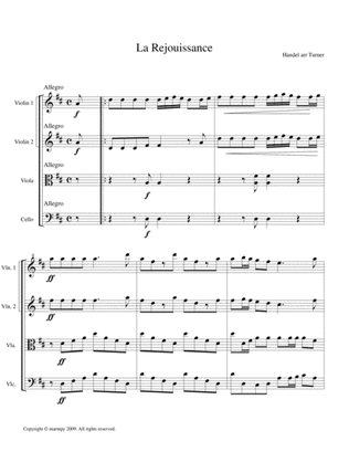 La Rejouissance by Handel (arranged for String Quartet)