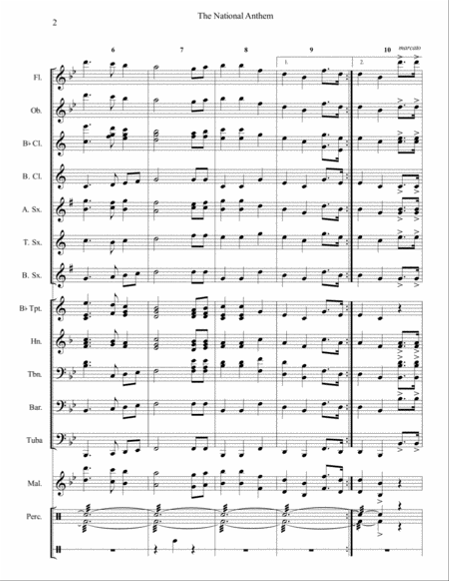 National Anthem (for advanced band) Concert Band scores gallery preview page 2