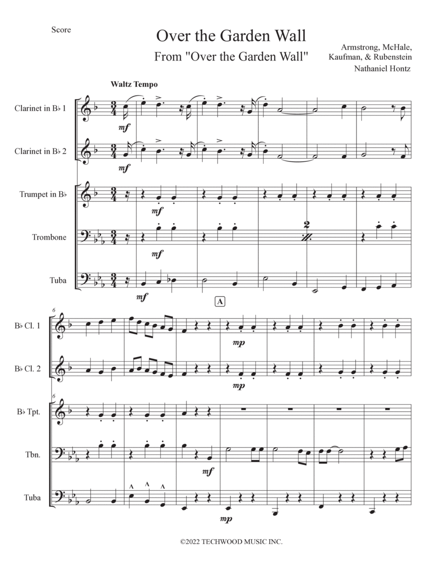 Over The Garden Wall Clarinet scores gallery preview page 1