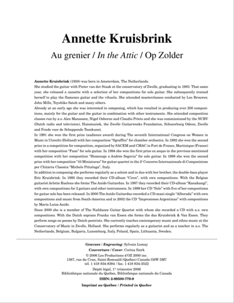 Au grenier / In the Attic Guitar Ensemble scores gallery preview page 1